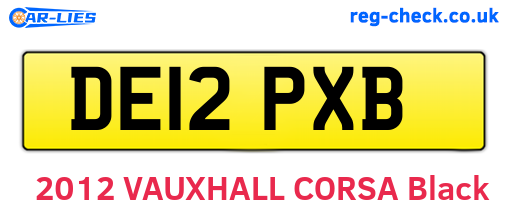 DE12PXB are the vehicle registration plates.