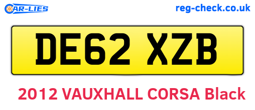 DE62XZB are the vehicle registration plates.