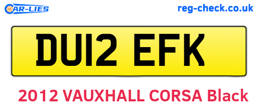 DU12EFK are the vehicle registration plates.