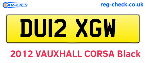 DU12XGW are the vehicle registration plates.