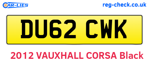 DU62CWK are the vehicle registration plates.