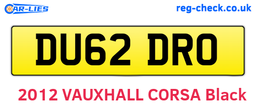 DU62DRO are the vehicle registration plates.