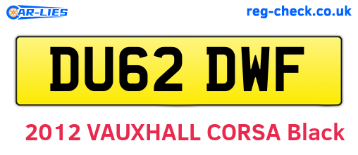 DU62DWF are the vehicle registration plates.