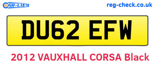 DU62EFW are the vehicle registration plates.