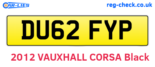 DU62FYP are the vehicle registration plates.