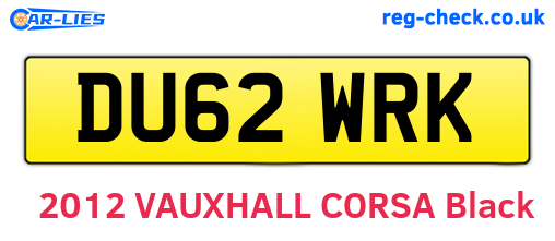 DU62WRK are the vehicle registration plates.