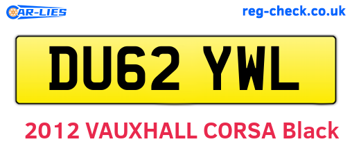 DU62YWL are the vehicle registration plates.