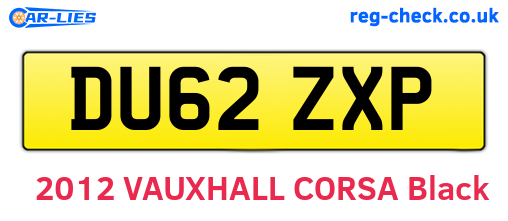 DU62ZXP are the vehicle registration plates.