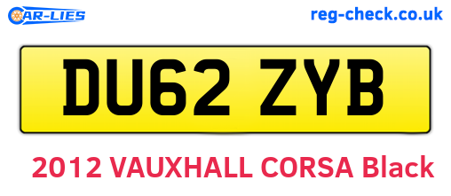 DU62ZYB are the vehicle registration plates.
