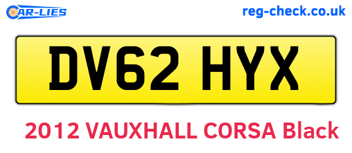DV62HYX are the vehicle registration plates.
