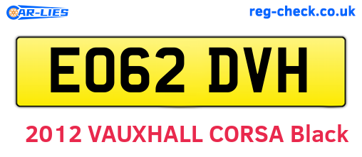 EO62DVH are the vehicle registration plates.