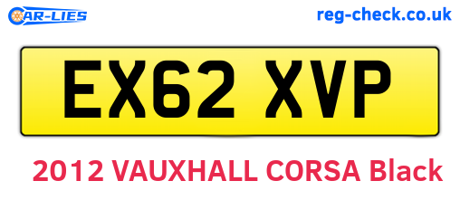 EX62XVP are the vehicle registration plates.