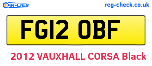FG12OBF are the vehicle registration plates.