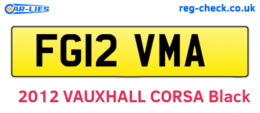 FG12VMA are the vehicle registration plates.