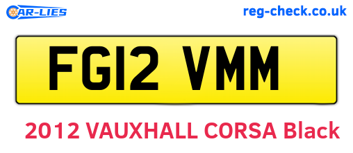 FG12VMM are the vehicle registration plates.