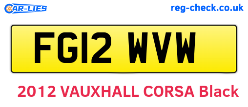 FG12WVW are the vehicle registration plates.