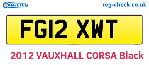 FG12XWT are the vehicle registration plates.