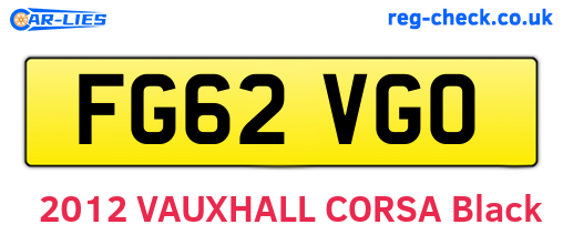 FG62VGO are the vehicle registration plates.