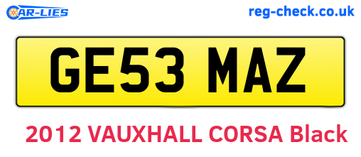 GE53MAZ are the vehicle registration plates.