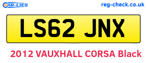 LS62JNX are the vehicle registration plates.