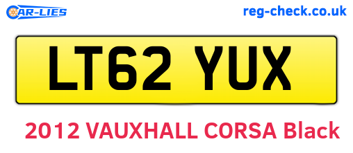 LT62YUX are the vehicle registration plates.