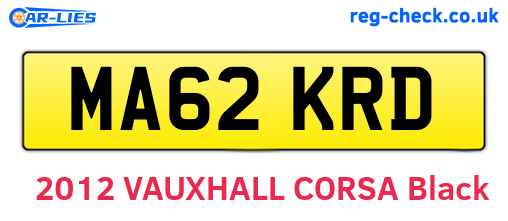 MA62KRD are the vehicle registration plates.