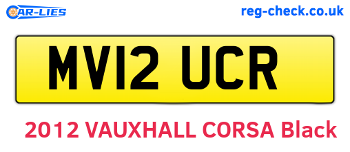 MV12UCR are the vehicle registration plates.