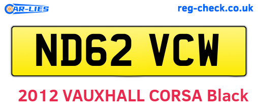 ND62VCW are the vehicle registration plates.