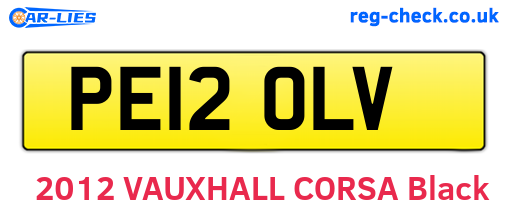 PE12OLV are the vehicle registration plates.