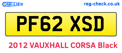 PF62XSD are the vehicle registration plates.
