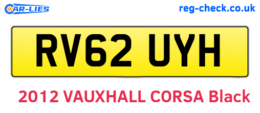 RV62UYH are the vehicle registration plates.