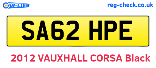 SA62HPE are the vehicle registration plates.