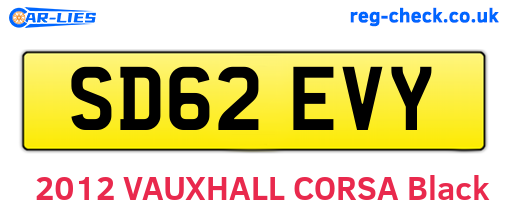 SD62EVY are the vehicle registration plates.