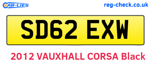 SD62EXW are the vehicle registration plates.