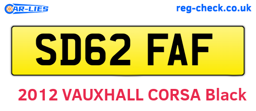 SD62FAF are the vehicle registration plates.