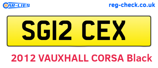SG12CEX are the vehicle registration plates.