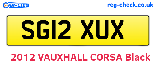 SG12XUX are the vehicle registration plates.