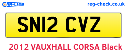 SN12CVZ are the vehicle registration plates.