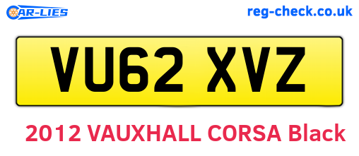 VU62XVZ are the vehicle registration plates.