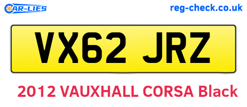 VX62JRZ are the vehicle registration plates.