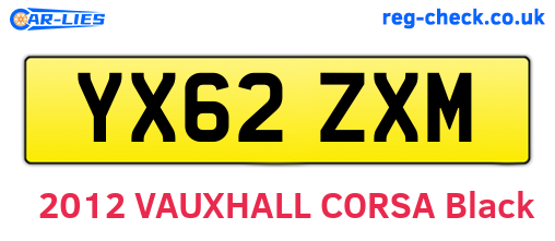 YX62ZXM are the vehicle registration plates.