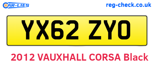 YX62ZYO are the vehicle registration plates.