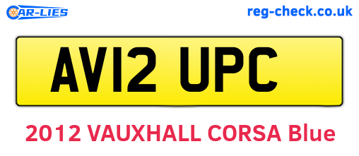 AV12UPC are the vehicle registration plates.