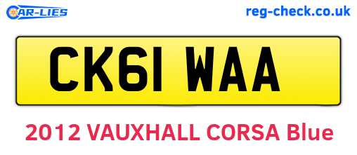 CK61WAA are the vehicle registration plates.