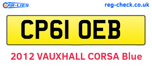 CP61OEB are the vehicle registration plates.