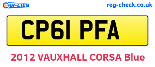 CP61PFA are the vehicle registration plates.