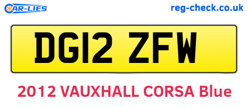 DG12ZFW are the vehicle registration plates.