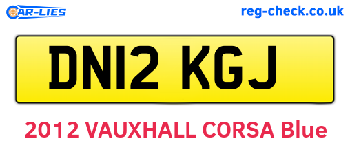 DN12KGJ are the vehicle registration plates.