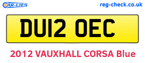 DU12OEC are the vehicle registration plates.