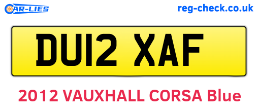 DU12XAF are the vehicle registration plates.